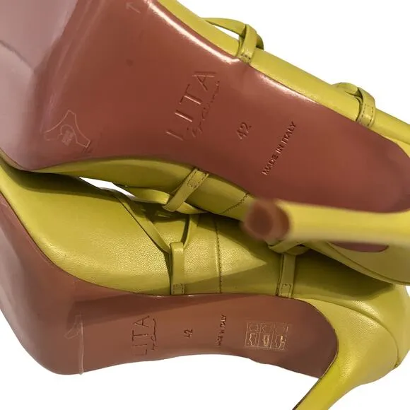 Lita by Ciara Solid Strappy Heel Sandal Acid Lime Green Size 42 11.5 12 NEW $398