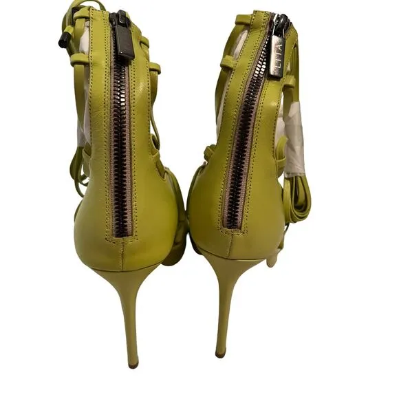 Lita by Ciara Solid Strappy Heel Sandal Acid Lime Green Size 42 11.5 12 NEW $398