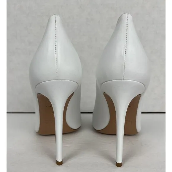 Lita By Ciara White Pump Woman Shoes Italian Leather Solid Point Toe Size 40/8.5