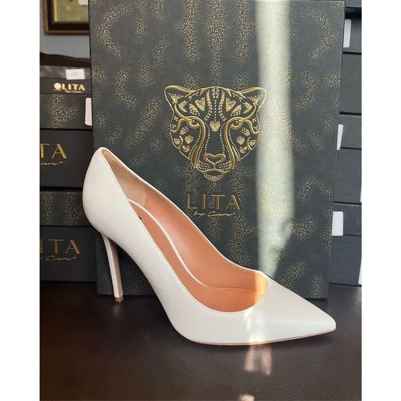 LITA by Ciara White Leather Stiletto Pumps Shoes