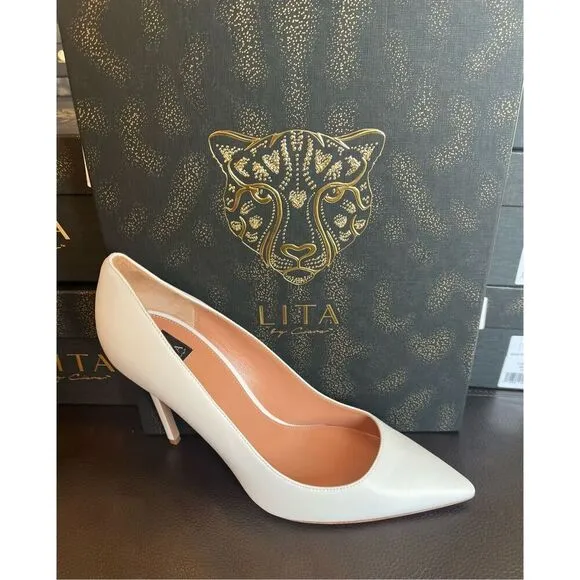 LITA by Ciara White Leather Stiletto Pumps Shoes