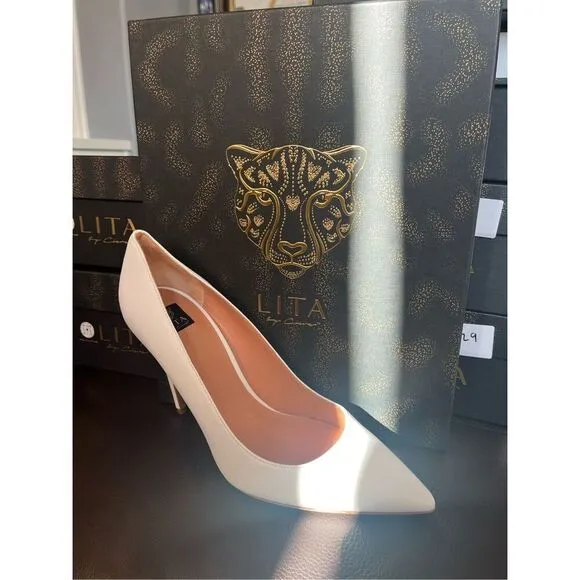 LITA by Ciara White Leather Stiletto Pumps Shoes