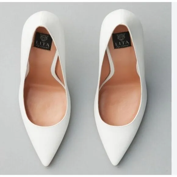 LITA by Ciara White Leather Stiletto Pumps Shoes