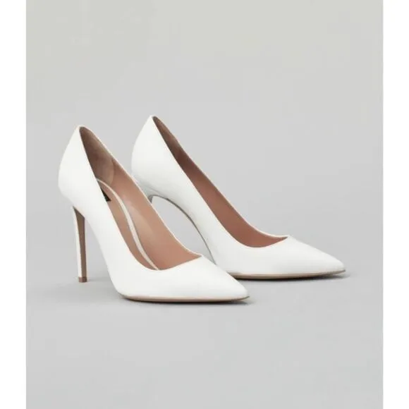 LITA by Ciara White Leather Stiletto Pumps Shoes