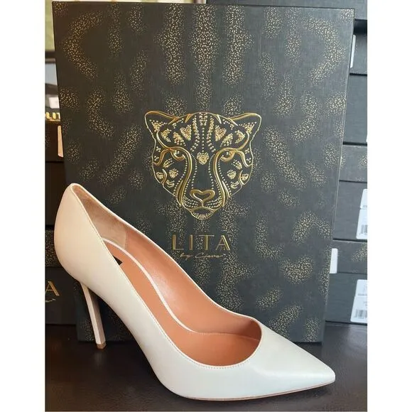 LITA by Ciara White Leather Stiletto Pumps Shoes