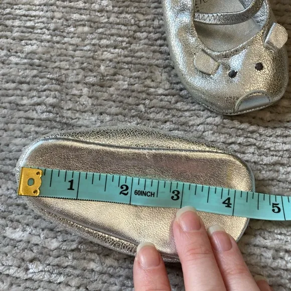 Little Marc Jacobs Mouse Ballet Flats Baby Shoes Silver Size 18/19