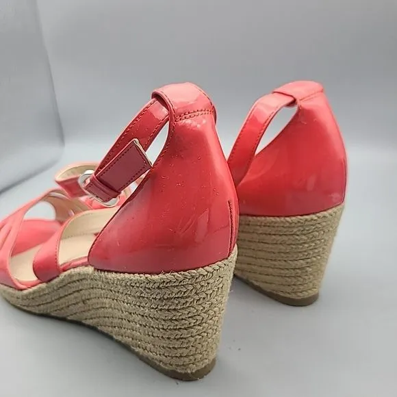 L.K. Bennett London women Wedge Sandals Priya Peep Toe Espadrille  pink 9 39.5