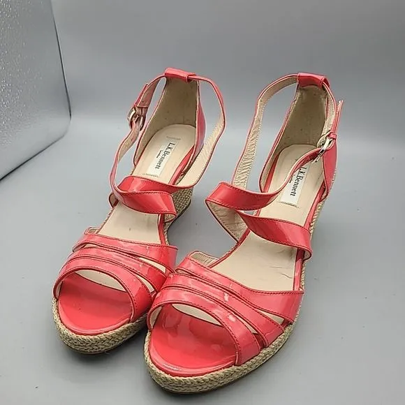 L.K. Bennett London women Wedge Sandals Priya Peep Toe Espadrille  pink 9 39.5