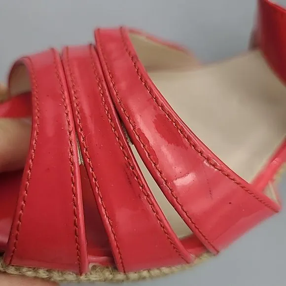 L.K. Bennett London women Wedge Sandals Priya Peep Toe Espadrille  pink 9 39.5
