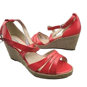 L.K. Bennett London women Wedge Sandals Priya Peep Toe Espadrille  pink 9 39.5