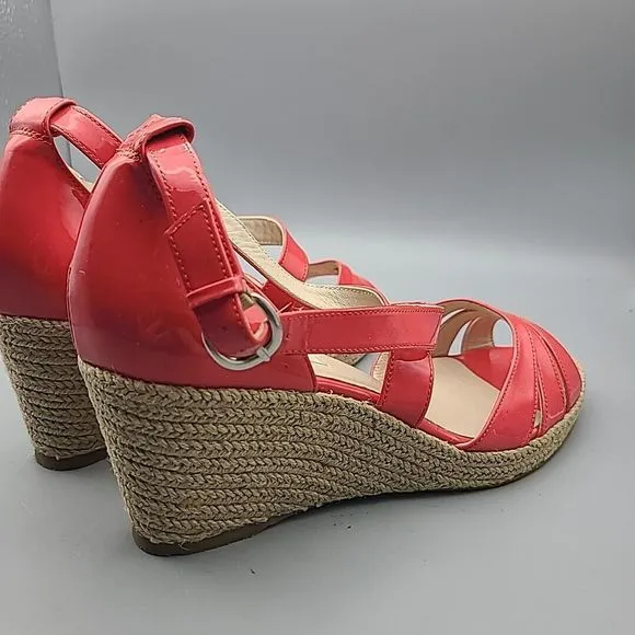 L.K. Bennett London women Wedge Sandals Priya Peep Toe Espadrille  pink 9 39.5