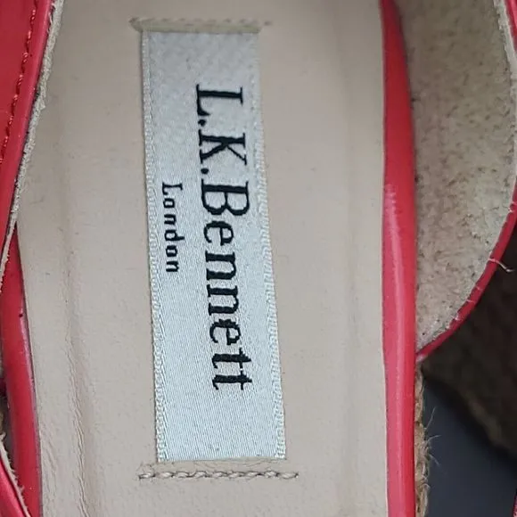 L.K. Bennett London women Wedge Sandals Priya Peep Toe Espadrille  pink 9 39.5