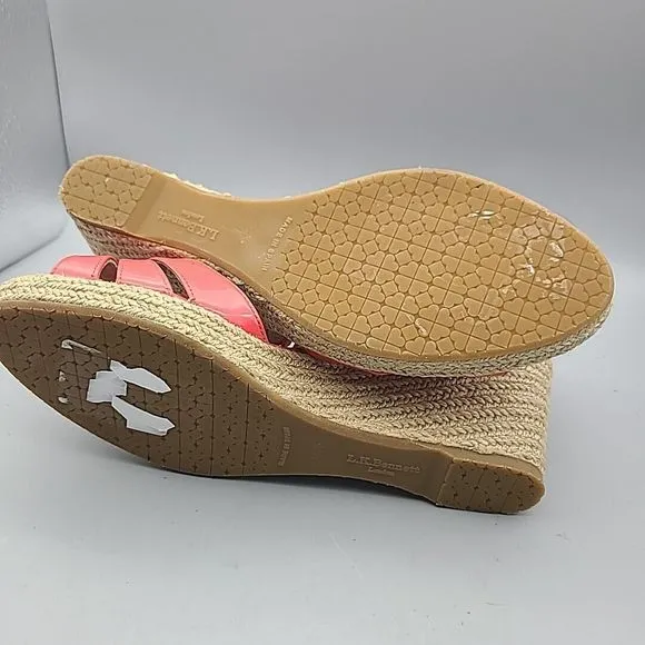 L.K. Bennett London women Wedge Sandals Priya Peep Toe Espadrille  pink 9 39.5