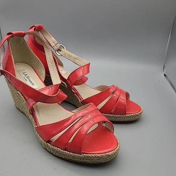 L.K. Bennett London women Wedge Sandals Priya Peep Toe Espadrille  pink 9 39.5