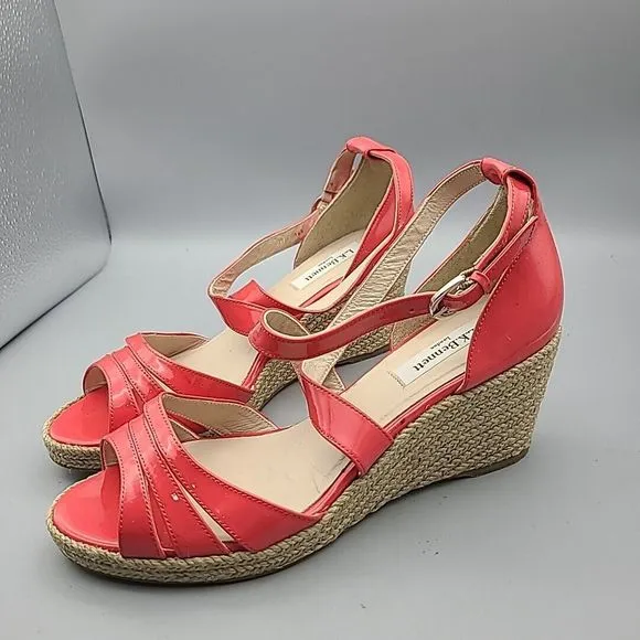 L.K. Bennett London women Wedge Sandals Priya Peep Toe Espadrille  pink 9 39.5