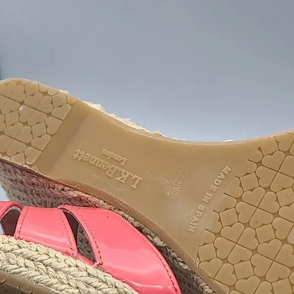 L.K. Bennett London women Wedge Sandals Priya Peep Toe Espadrille  pink 9 39.5