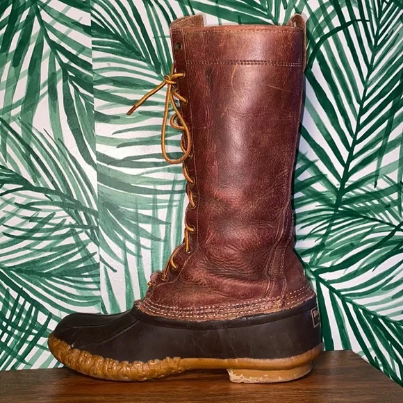 L.L. Bean Vintage 14” Bean Boots Brown Leather Waterproof Duck Boots Men’s 8