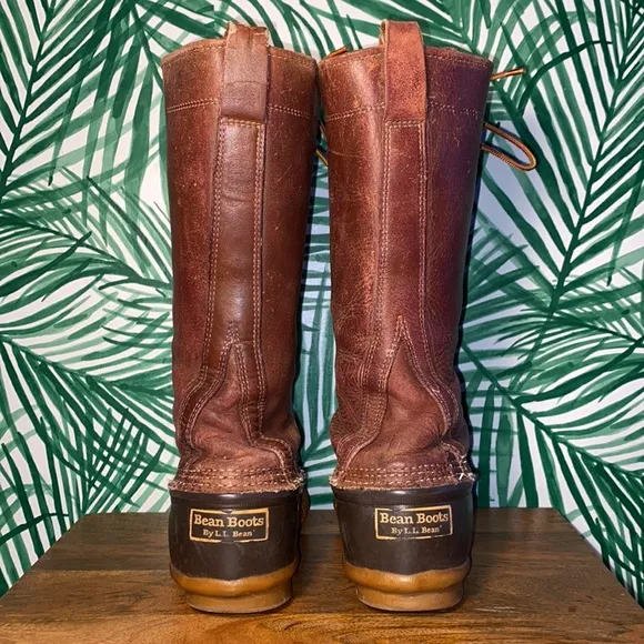 L.L. Bean Vintage 14” Bean Boots Brown Leather Waterproof Duck Boots Men’s 8