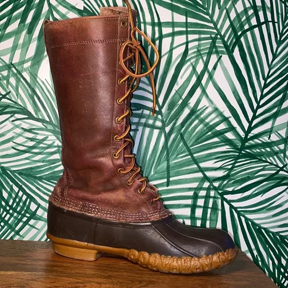L.L. Bean Vintage 14” Bean Boots Brown Leather Waterproof Duck Boots Men’s 8