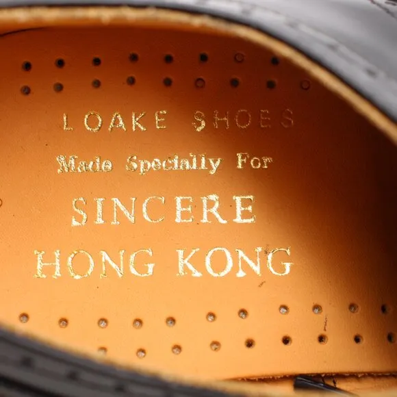 Loake Sincere Hong Kong Men's UK 7.5 Wingtip Oxfords Black Leather Dress Shoes