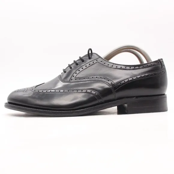 Loake Sincere Hong Kong Men's UK 7.5 Wingtip Oxfords Black Leather Dress Shoes