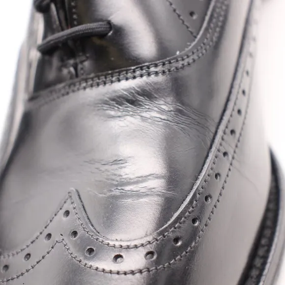 Loake Sincere Hong Kong Men's UK 7.5 Wingtip Oxfords Black Leather Dress Shoes
