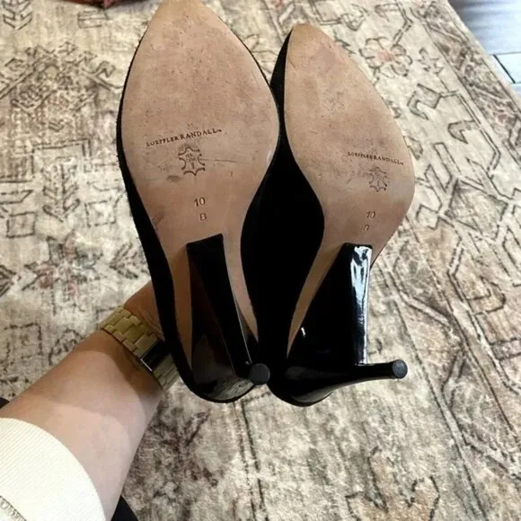 Loeffler Randall Black Suede Leather Lace Up Heeled Booties Women's Size 10