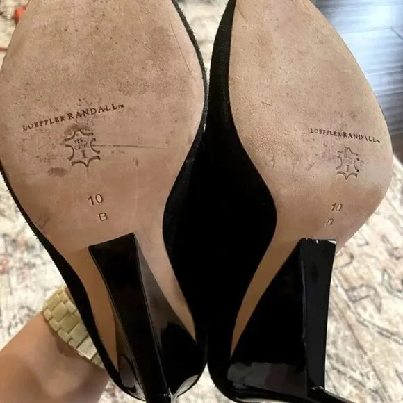 Loeffler Randall Black Suede Leather Lace Up Heeled Booties Women's Size 10
