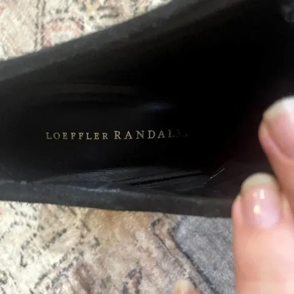 Loeffler Randall Black Suede Leather Lace Up Heeled Booties Women's Size 10