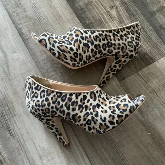 Loeffler Randall | Leopard Print Peep Toe Heel Ankle Bootie Women Size 8.5