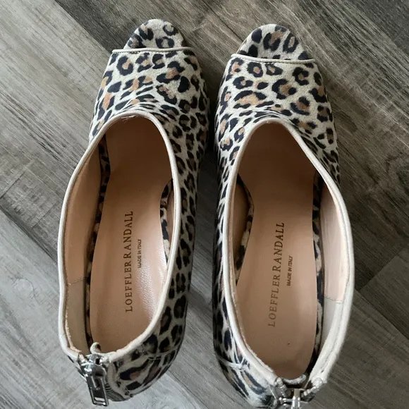 Loeffler Randall | Leopard Print Peep Toe Heel Ankle Bootie Women Size 8.5