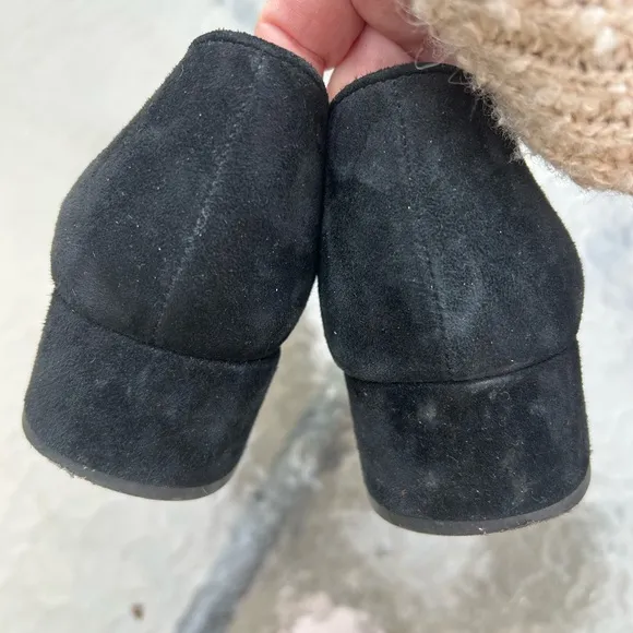 Loeffler Randall Nerine 8 black velvet suede block pump low heels office…
