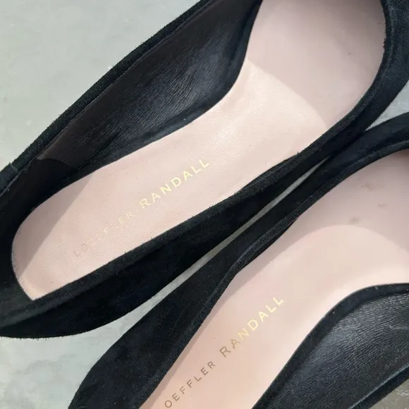 Loeffler Randall Nerine 8 black velvet suede block pump low heels office…