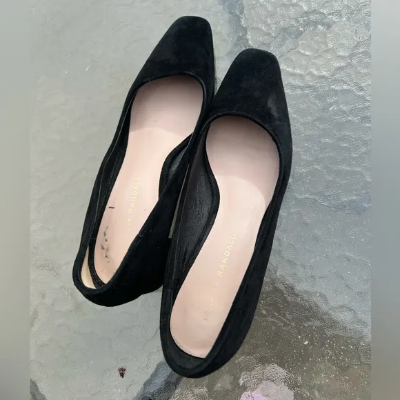 Loeffler Randall Nerine 8 black velvet suede block pump low heels office…