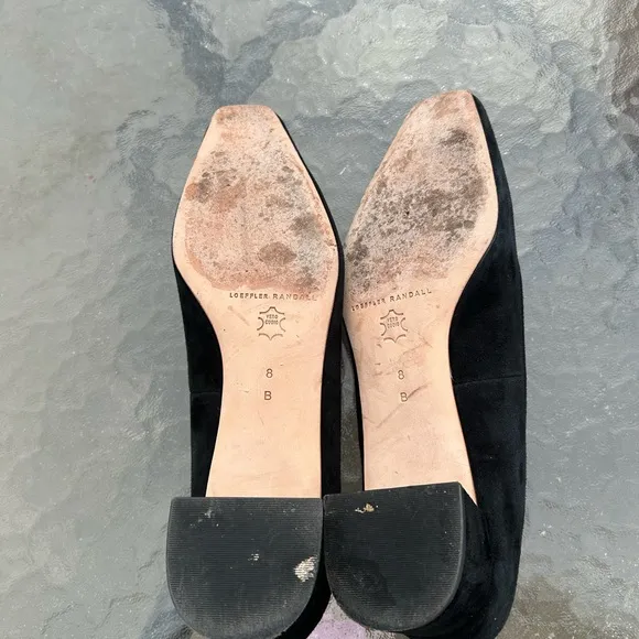 Loeffler Randall Nerine 8 black velvet suede block pump low heels office…