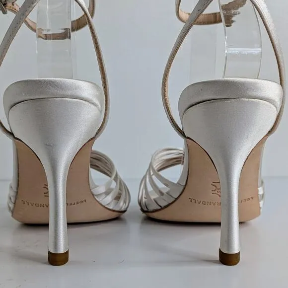 Loeffler Randall Shoes Ada Women 6 White Satin Heel Ankle Strap Open Toe Wedding