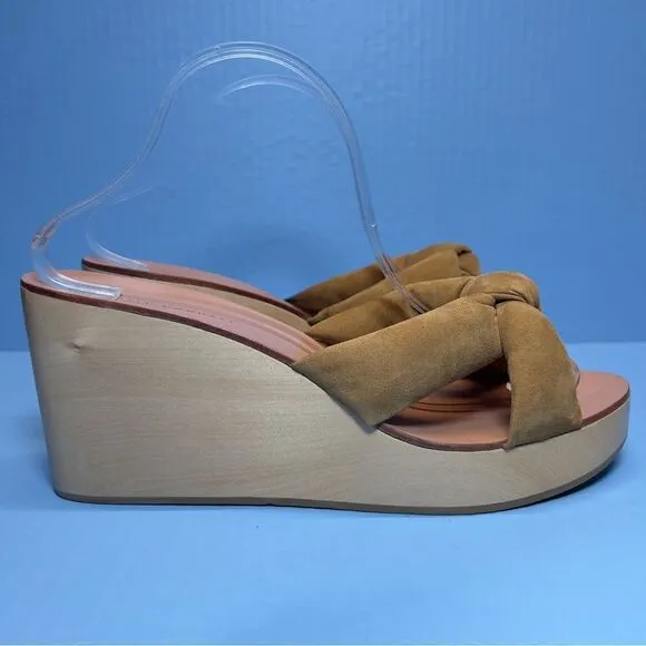 Loeffler Randall Taylor Platform Wedge Heel Sandals in Sienna Tan Suede 11