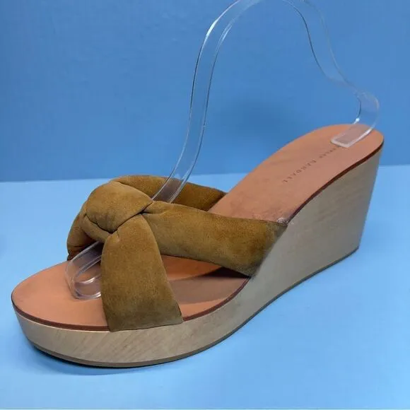 Loeffler Randall Taylor Platform Wedge Heel Sandals in Sienna Tan Suede 11