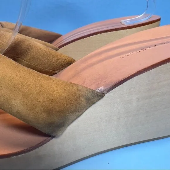 Loeffler Randall Taylor Platform Wedge Heel Sandals in Sienna Tan Suede 11