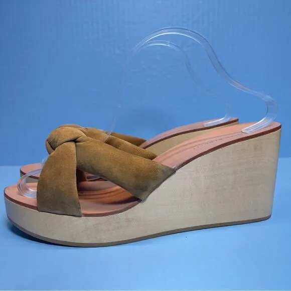 Loeffler Randall Taylor Platform Wedge Heel Sandals in Sienna Tan Suede 11