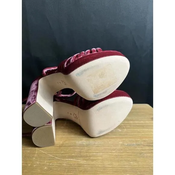 Loeffler Randall US Size 5 B Rivka Crushed Velvet Platform Sandals -Tea Rose