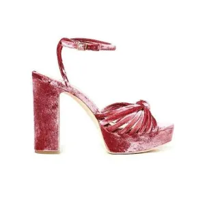 Loeffler Randall US Size 5 B Rivka Crushed Velvet Platform Sandals -Tea Rose