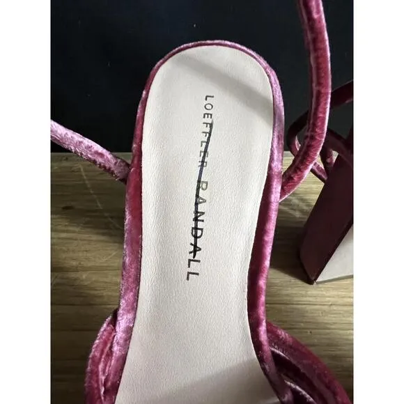 Loeffler Randall US Size 5 B Rivka Crushed Velvet Platform Sandals -Tea Rose
