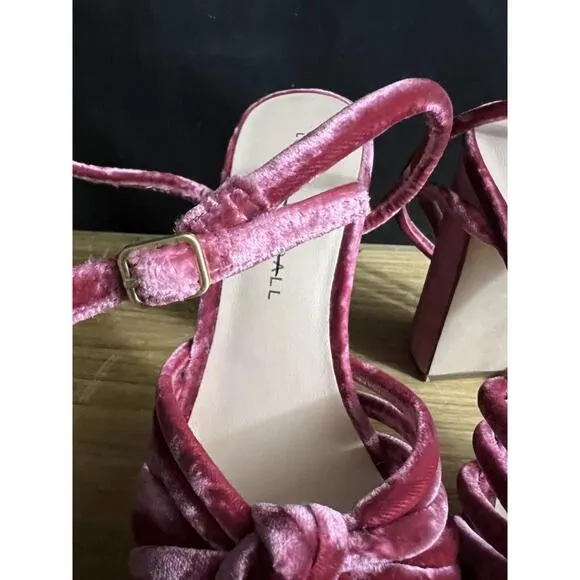 Loeffler Randall US Size 5 B Rivka Crushed Velvet Platform Sandals -Tea Rose