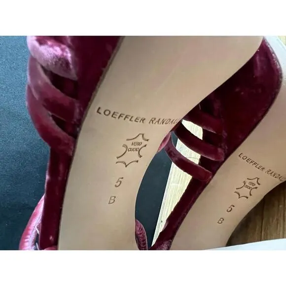 Loeffler Randall US Size 5 B Rivka Crushed Velvet Platform Sandals -Tea Rose