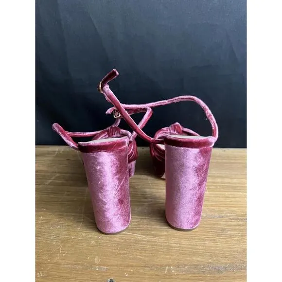 Loeffler Randall US Size 5 B Rivka Crushed Velvet Platform Sandals -Tea Rose