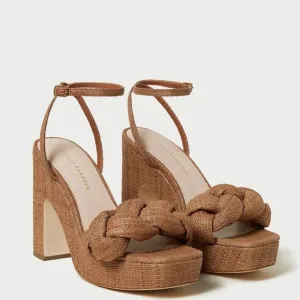 Loeffler Randall Fae Braided Raffia Platform Ankle Strap Sandals Sz 11