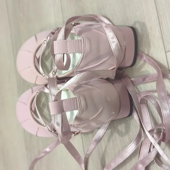 Lolita Lace Up Pink Ballet Flats