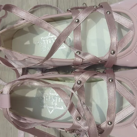 Lolita Lace Up Pink Ballet Flats