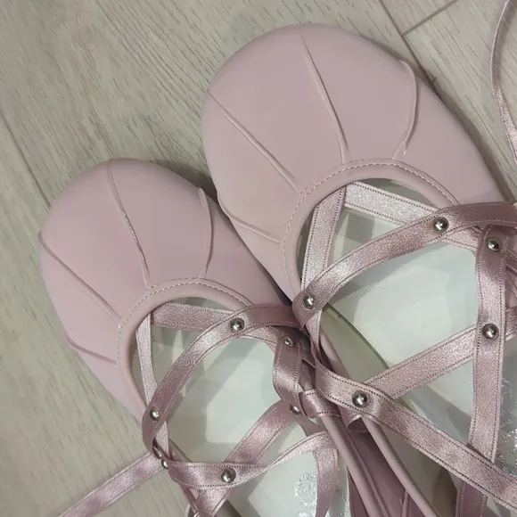 Lolita Lace Up Pink Ballet Flats